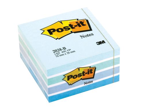 Bloco de notas adesivas post-it 76x76 mm cubo cor azul pastel 450 folhas , Post-it , 46771 , 4001895872792